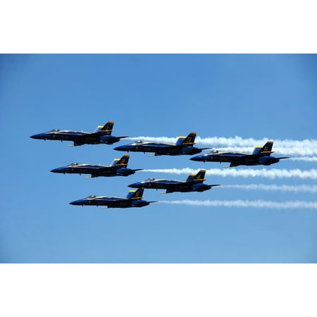 Blue Fabric Poster (LAMINATED POSTER The U.S. Navy flight demonstration squadron, the Blue Angels perform over Lake Washington during the Poster Print 24 x)
