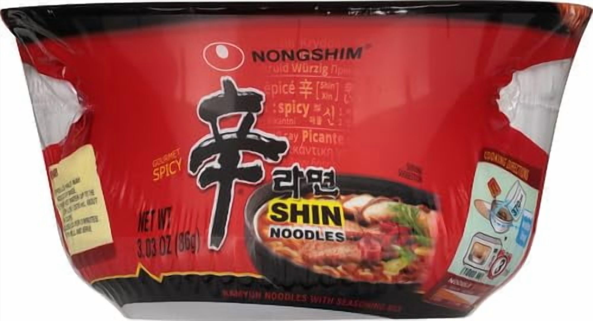 Pack of 12, Nong Shim Gourmet Spicy Noodle Soup Bowl, 3.03 oz