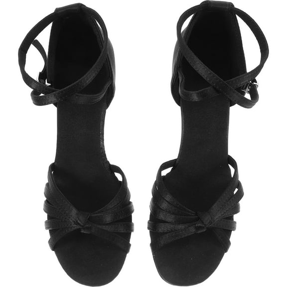 Worgeous 1 Pair of High-heeled Shoes Knotted Strap High Heels Latin Dancing Shoes for Lady - Size 37 (Black)