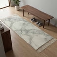 thumbnail image 5 of Area Rug with Tassels 2' x 5', Modern Marble Texture Kitchen Runner Rug for Hallway Bedroom Throw Rugs, Abstract White Gray Stripe Soft Door Mat for Bathroom Entrance Living Room, 5 of 9