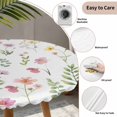 thumbnail image 6 of Pink Spring Floral Fitted Tablecloth with Elastic Edged, Round Table Cloth for Dining Table, Flowers Elegant Pastoral Leaves Waterproof Oil Proof Table Cover for Indoor Outdoor 36"-44", 6 of 8