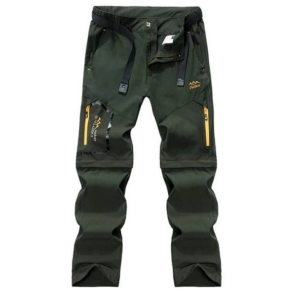 Pantalones largos de nailon para hombre, con cremallera, para escalada, secado rápido, informales, con botones y bolsillos laterales.