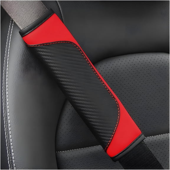 LADYGYM 2PCS Car Seat Belt Cover, Carbon Fiber Seatbelt Shoulder Protection, Soft Car Seat Belt Strap Cushion Protect Your Neck and Shoulder, Car Accessories Seat Belt Pad for Car Truck (Red)