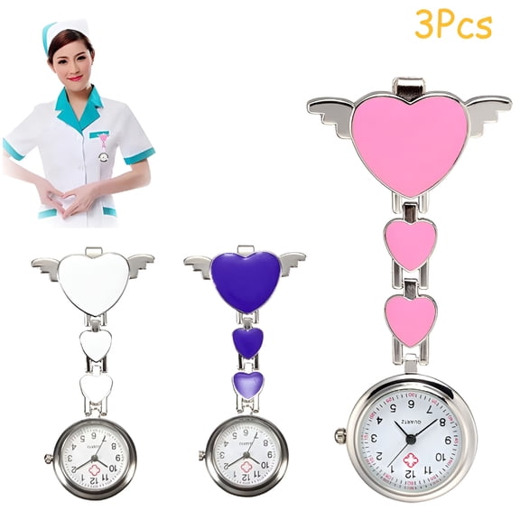 DESIGNICE 3 Pack Watches for Nurses, Clip on Nurse Watches for Women Men, Unisex Portable Silicone Clip-on Quartz Watches with Second Hand for Doctor