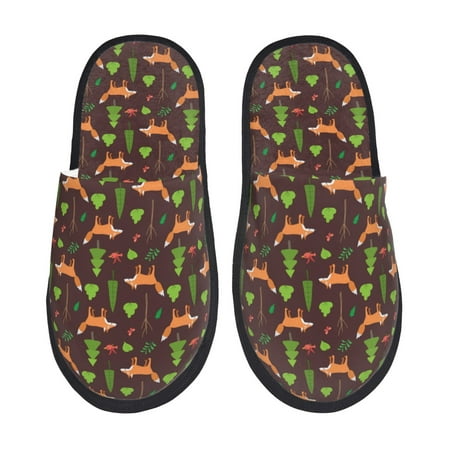 

Tideii Fox In Forest for Home Indoor Cotton Slippers Autumn and Winter EVA Plush Slippers Household Supplies Unisex-Medium
