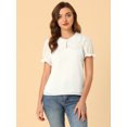 thumbnail image 3 of Allegra K Blusa De Lunares Suizos Con Cuello De Solapa Y Mangas Con Volantes Para Mujer Blanco XS, 3 of 6