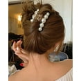 thumbnail image 3 of 7 Pack Pearl Plastic Hair Claw Clips White Fancy Non Slip Jaw Barrettes Elegant Hair Styling Grip Clamps Korean Decorative Wedding Bridal Hair Accessories Bulk for Women Girls Thin Thick Hair, 3 of 4