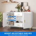 thumbnail image 6 of DEXTRUS Sideboard Storage Cabinet with Doors & Drawers, Coffee Bar Cabinet, Kitchen Buffet with Adjustable Shelf, Wine Glass Holder, White, 6 of 11