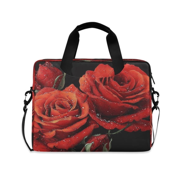 16" Laptop Briefcase, Detachable Anti-Slip Shoulder Strap, Multi-Compartment Work Travel Bag Diamond Painting Of Red Roses