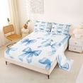 thumbnail image 2 of Manfei Blue Princess Bow Full Size Sheets For Girls,Watercolor Bowknot Print Bed Sheets For Kids,4 Pieces, 2 of 6