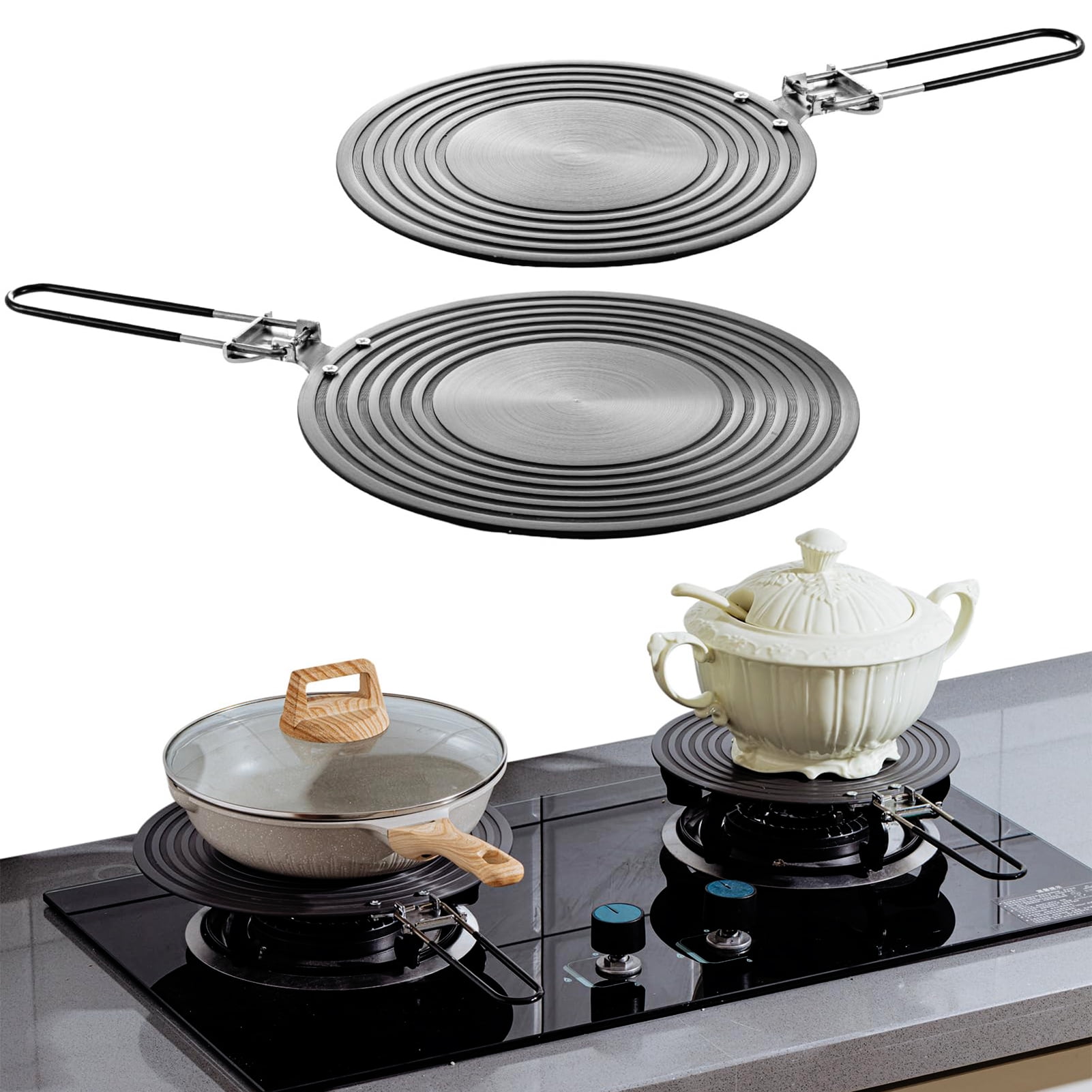 HomeLife Gas Stove Simmer Plate with Anti Scalding Handle Quick Heating Round Heat Diffuser Cookware Accessories