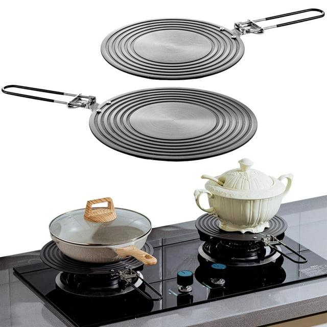 Plaque de Cuisson pour Cuisinière à Gaz avec Poignée Anti-Brûlure, Diffuseur de Chaleur Rond, Accessoires de Protection
