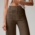 thumbnail image 6 of Mohiass Womens Stretch Twill Pants Casual High Waisted Wide Leg Cropped Pants Straight Leg Ankle Chino Pant with Patch Pockets Coffee M, 6 of 9