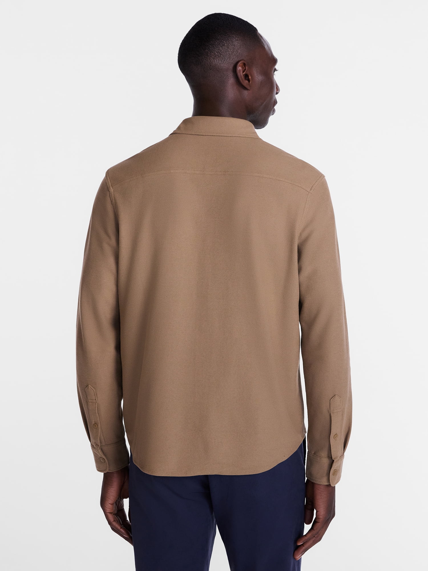 George Men's Waffle Knit Shirt with Long Sleeves, Sizes S-5XB