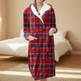 thumbnail image 2 of Women's Fleece Plush Robe Long Warm Plush Bathrobe Loungewear Jacket Printed Comfort Robe, 2 of 5