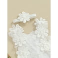 thumbnail image 5 of Caoirhny Baby Girls Romper, Summer Sleeveless Stand Collar Floral Lace Casual Party Street Bodysuit Tops + Head Band, 5 of 9