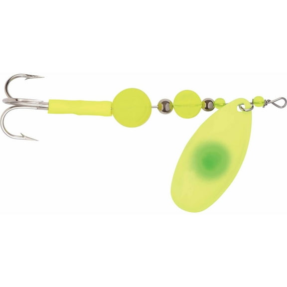 Yakima Bait Flash Glo Casting Spinner, 3/8 oz, Chartreuse Green Dot