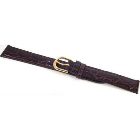 Watch Band Leather Croco Brown Gold Buckle 16mm