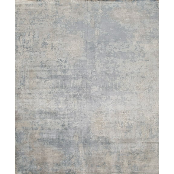 Pasargad Home Beverly 6' x 9' Hand-Loomed Bamboo Silk Silver/Blue Rug - All Ages, Indoors