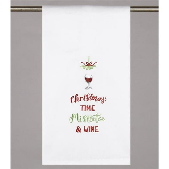 Peking Handicraft 04TG211WC Serviette de Cuisine Brodée de Vin Guirlande de Noël 16 x 25 Po, Coton - Lot de 4