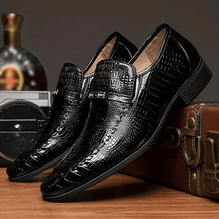 

GUANGZHYZYFUS Comfortable Plus Size Men‘s Slip On Business Dress Shoes with Trendy Design Durable Non Slip Rubber Sole - Perfect for Outdoor Activities and Formal Events