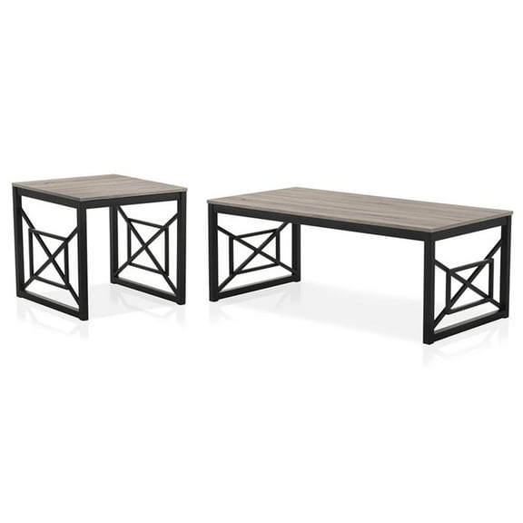 Furniture of America Olive Metal 2-Piece Coffee Table Set in Gray and Black