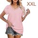 thumbnail image 2 of sweethay Camiseta de algodón para mujer, camiseta holgada de encaje de Color sólido, Top de verano para viajes, vacaciones en la playa, Prendas para la parte del cuerpo Rosa XXL, 2 of 6
