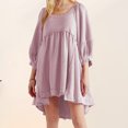 thumbnail image 2 of Vestido extragrande con manga farol corte holgado colcha para mujer Vestido corto traje de calle, 2 of 6