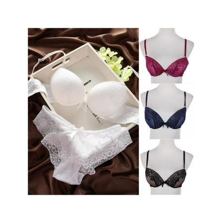 Embroidery Women Bra - MarinaVida Women's Ladies Lace Bra Sets Cotton Embroidery Push Up Bra and Panties Underwear