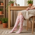 thumbnail image 3 of Xfvqtps 6 Pairs Socks for Womens Flower Pattern Long Knee High Home Tube Socks Warmth Winter Pressure Socks, 3 of 5