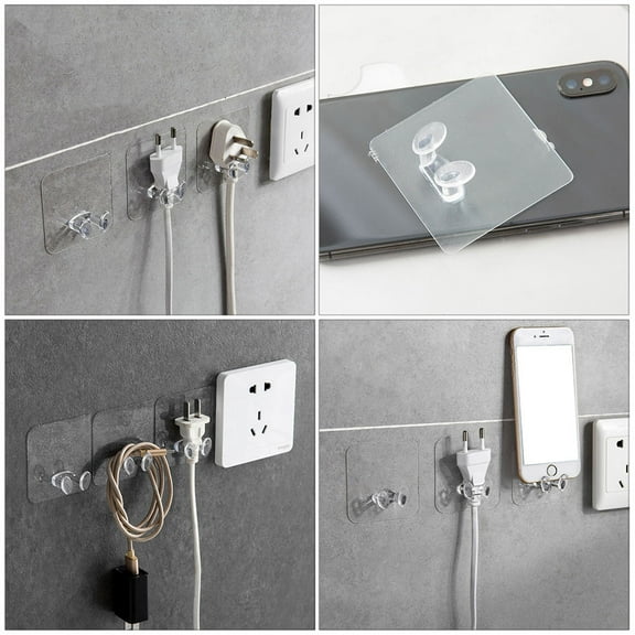 WHAMVOX  Multifunctional Wall Hooks Adhesive Plug Self Wire Holders for Cords
