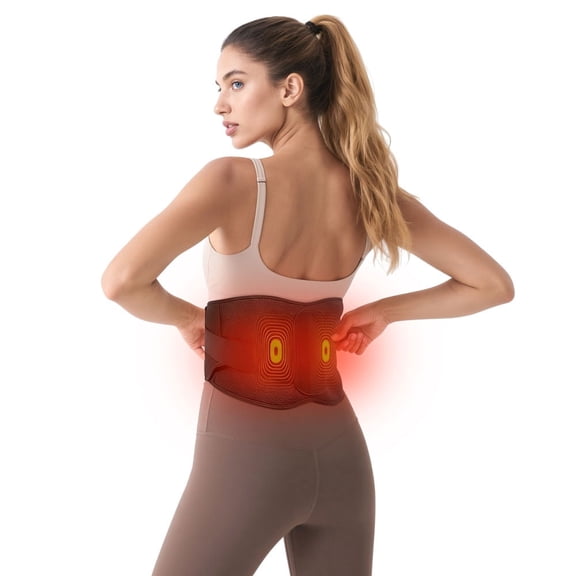 Neidga Cordless Heated Lower Back Massager, 3 Vibration & 3 Heat Lumbar Support Belt, Rechargeable Waist Heating Pad