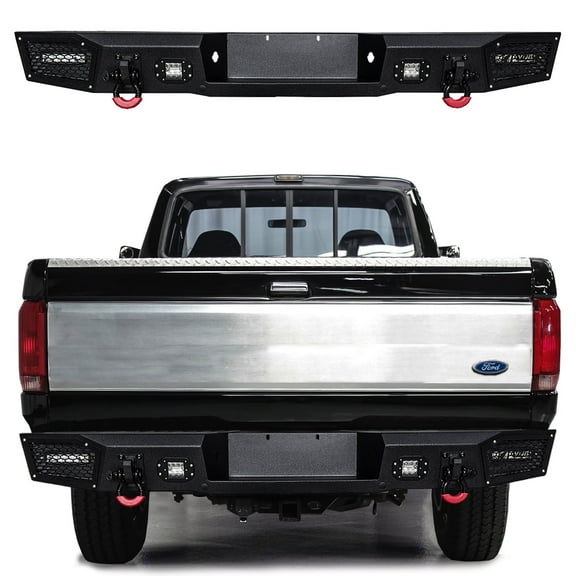 Vijay For 1992-1993-1994-1995-1996-1997 Ford F150/F250/F350 Steel Rear Bumper with LED Lights and D-Rings