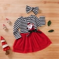 thumbnail image 2 of Odeerbi Christmas Dresses For Girls Autumn Winter Striped Embroidered Santa Long-sleeved Mesh Dress Headband Set Red, 2 of 9