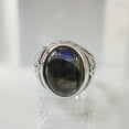 thumbnail image 3 of Labradorite Mens Ring, Natural Blue Fire Labradorite, Unisex Ring, Silver Jewelry, 925 Silver Ring, Birthday Gift, Heavy Men Ring, Arabic Design, Ottoman Style Ring, Christmas, Turkey Mens Signet Ring, 3 of 6