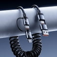 thumbnail image 2 of Cable de Datos Retráctil con Resorte para Coche de 100 W, 2 en 2, Compatible con para Tipo-C y para 6A, Cable de Carga Rápida 4 en 1., 2 of 7