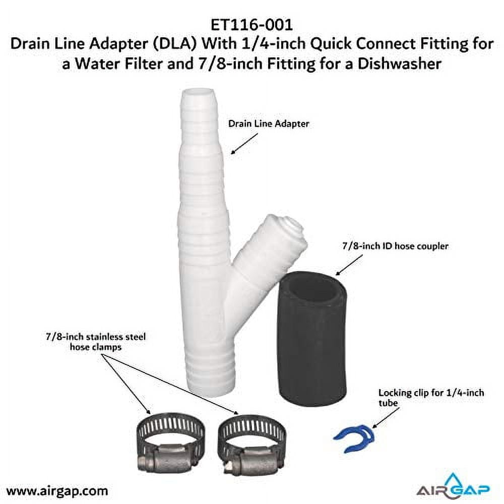 Reverse Osmosis Drain Line Adapter (DLA) - 3/8-inch Quick Connect Fitting For RO Systems, UPC & IPC Certified