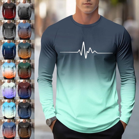 WAVSUF Men's Athletic T-Shirt Soft Comfort Long Sleeve Round Neck Fall Sports Breathable Top Green Size S-4XL