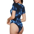 thumbnail image 4 of Uemuo Blue Lightning Pattern Women's One Piece Short Sleeve Swimsuit Rash Guard Surfing Modest Quick-drying Swimsuit Beach Essentials-, 4 of 9