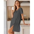 thumbnail image 2 of Pijama Ekouaer de algodón con botones para mujer, color gris, 2 of 6