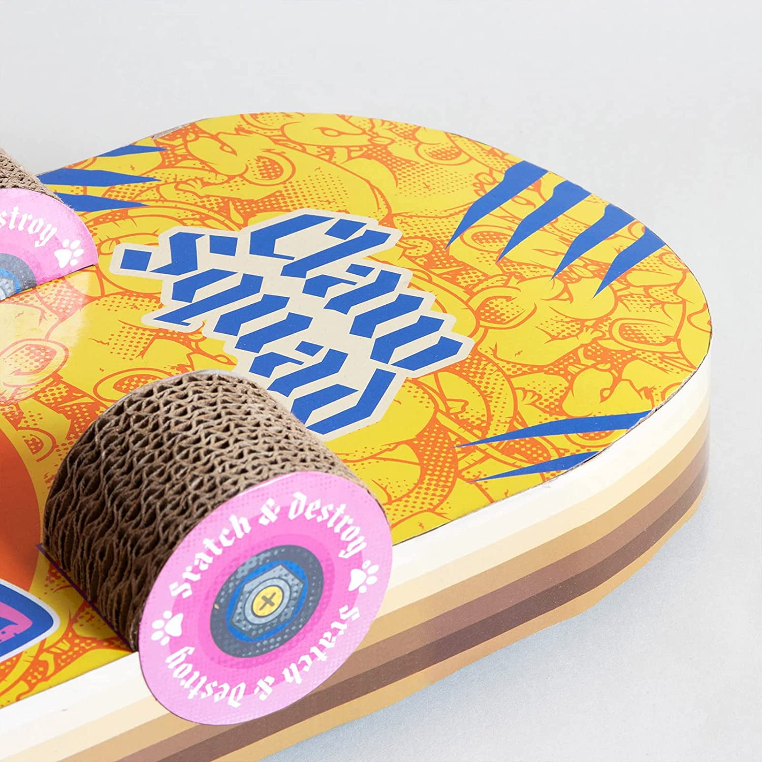 Suck UK Cat Scratch Pad Skateboard Cat Scratchers for Indoor Cats Cat Toy Scratching Board for Cats & Kittens Funny Cat Gifts & Gifts for Cats Interactive Cat Toy & Cardboard Cat Scratcher