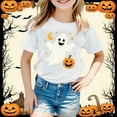 thumbnail image 2 of Weebloom Kids Halloween T Shirts Pumpkin Short Sleeve Tee Shirt Casual Fashion Base Layer Comfortable Leisure Dailywear White 5-6 Years, 2 of 4