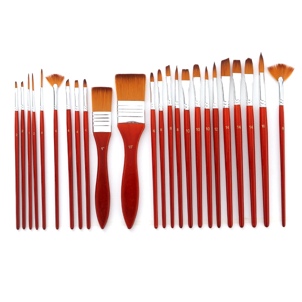 ZPAQI Pack of 24 Multi-in-1 Flat Head Paint Brush Set Gouache Acrylic Paint Brush Set
