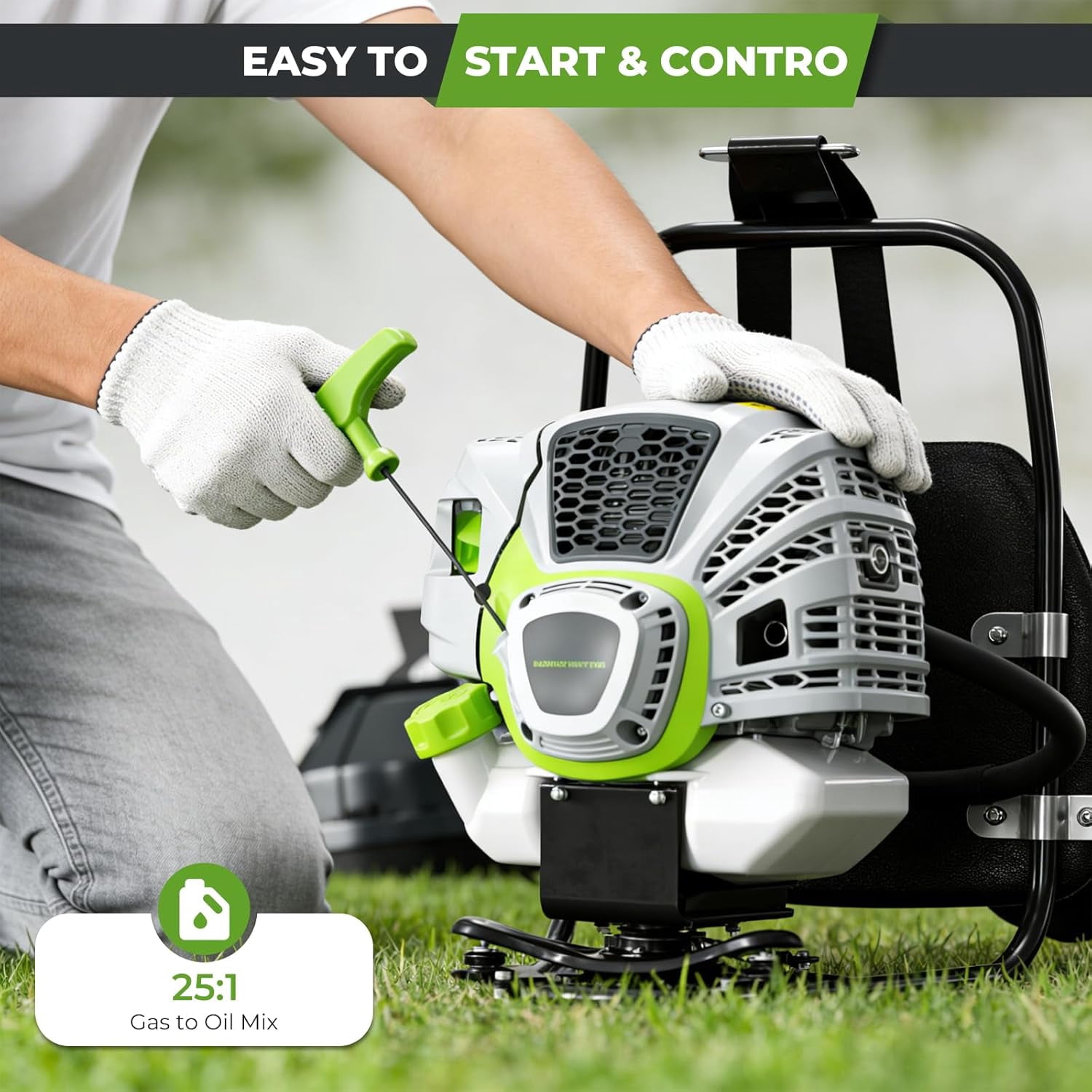 52CC 3-in-1 2-Stroke Gas Powered Weed Wacker, Backpack Weed Eater String Trimmer, Brush Cutter 3/40-Tooth Blade