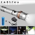thumbnail image 2 of Rechargeable LED Flashlight 5 Modes Zoomable 100m Tactical Torch with 18650 Battery and Charger, Aluminum Alloy Portable Survival Light for Camping Hiking Emergency Night Outdoor Gear, 2 of 10