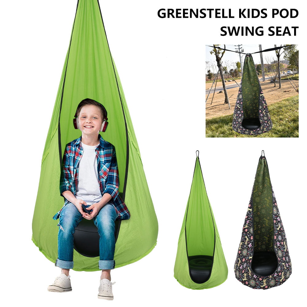 Kids Hammock Hanging Pod Chair Foldable Cotton Child Swing Seat Indoor Outdoor