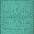 thumbnail image 1 of Ahgly Company Machine Washable Indoor Square Oriental Turquoise Blue Traditional Area Rugs, 7' Square, 1 of 4