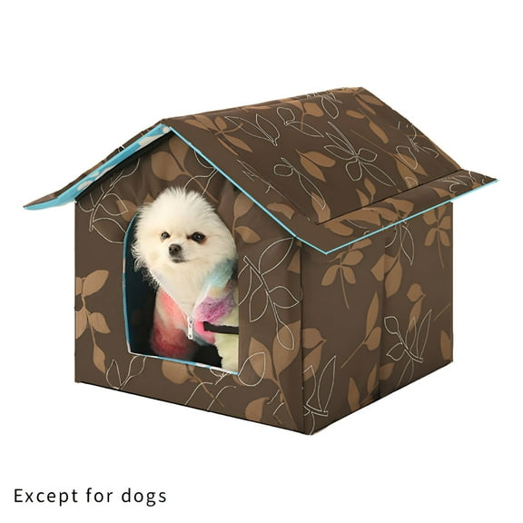BESTSKY Cat House,Waterproof Pet Shelter Cat Houses for Outdoor Cats,Keeps Pets Dry and Cozy Heated Outdoor Cat House,Brown,45*43*40cm