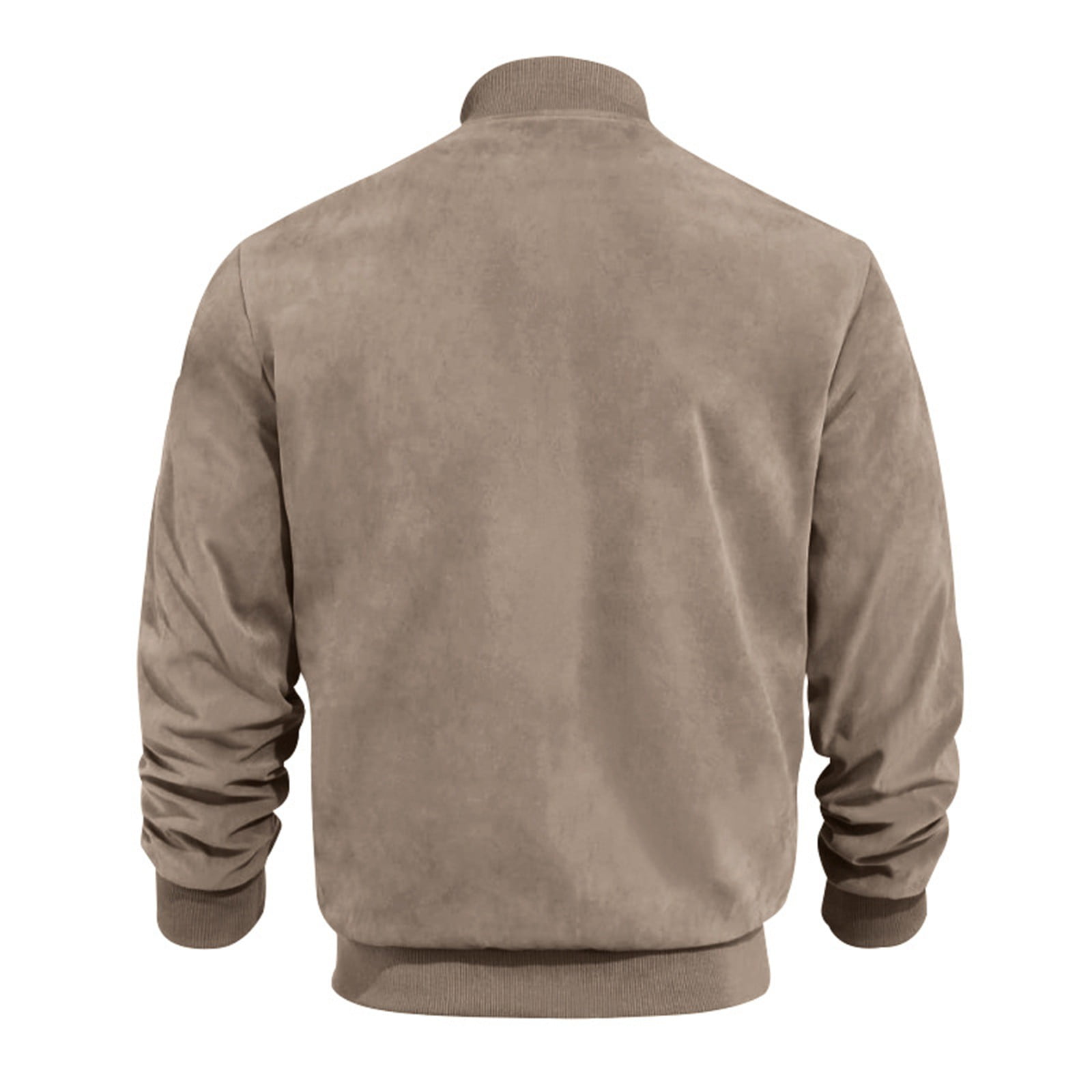 Huresd Mens Genuine Suede Bomber Jacket Leather Casual Varsity Vintage Smart Casual Brown XL