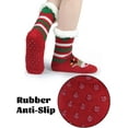 thumbnail image 3 of Slipper Socks for Women with Gripper - Winter Non Slip Thick Fuzzy Socks - Warm Cozy Christmas Gift C-christmas Red Christmas Blue Deer -3 Pair One Size, 3 of 6
